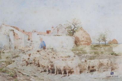 null BRISSOT Franck (1818 - 1892)
Le retour à la bergerie 
Watercolour on paper 
Signed...
