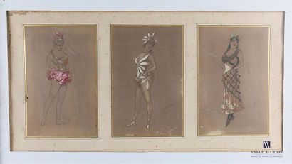 null HOUBRAS ? (XXème siècle) (XXème siècle)
Femmes en costume
Suite de trois dessins...