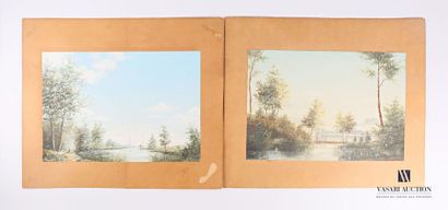 null BENON Aristide (1853-1924)
Vues de rivière
Deux gouches sur papier contre-collé
Signées...