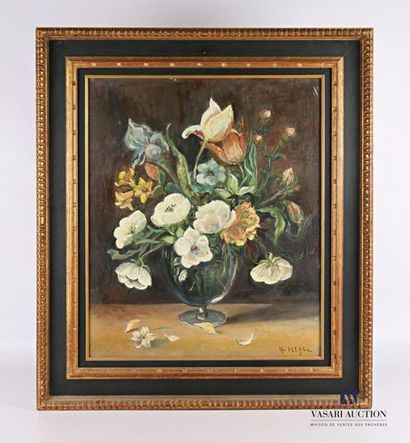 null VERGNE (XXème siècle)
Bouquet de tulipes, iris et anémones
Huile sur toile
Signée...