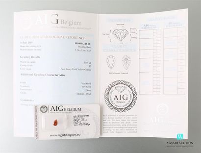 null Diamant poire orange de 1,05 carat avec certificat AIG mentionnant pureté I2,...