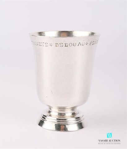 null Silver tulip-shaped timbale (swan punch) resting on a pedestal base decorated...
