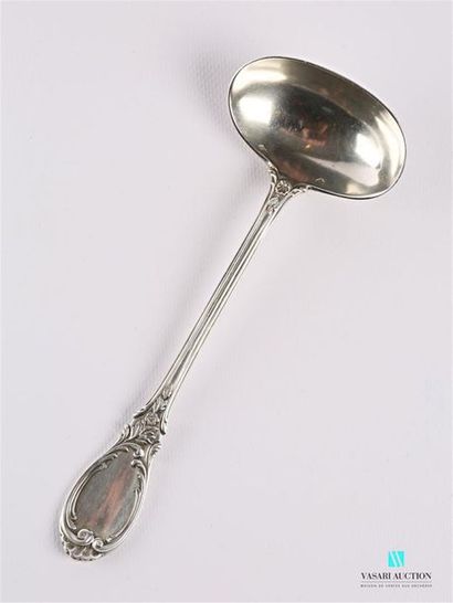 null Silver sauce spoon, the handle decorated with fillets, curling leaves and flowers...
