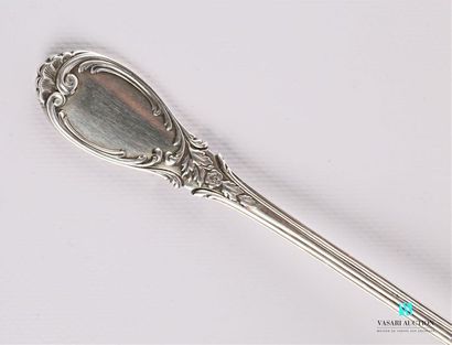 null Silver sauce spoon, the handle decorated with fillets, curling leaves and flowers...