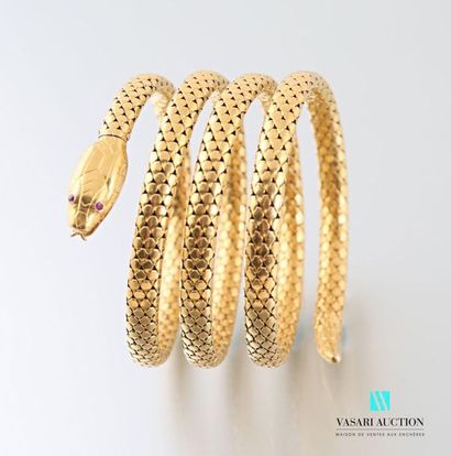  Napoleon III snake bracelet in yellow gold 750 thousandths the body supple with...