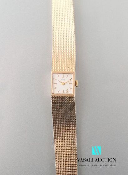 null Eska, ladies' wristwatch in 750 thousandths yellow gold, square case, cream...