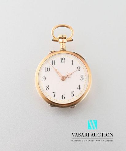 Three-tone gold neck watch, cream dial, hour...