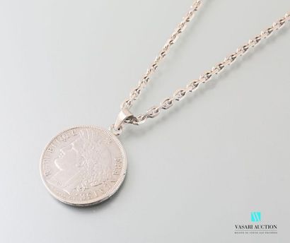 null Chain in silver 925 thousandths mesh forçat filed and a pendant silver coin...