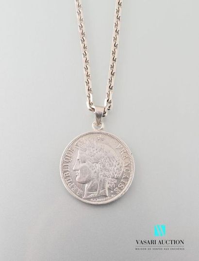 null Chain in silver 925 thousandths mesh forçat filed and a pendant silver coin...