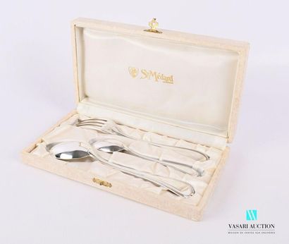 null Cadet cutlery and its silver plated metal spoon, the handle decorated with fillets....