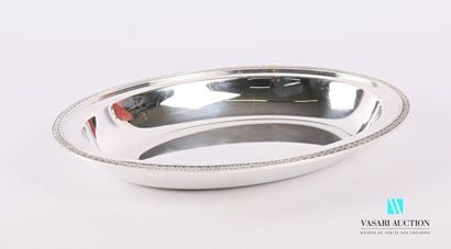 null Silver-plated metal basket of oval shape, the border hemmed with a frieze of...