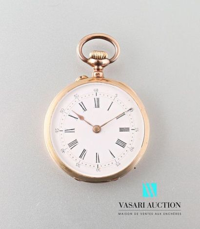 null Watch with a 750 thousandths gold collar, white enamelled dial with Roman numerals...