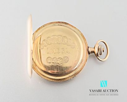 null OMEGA Pocket 
watch in 750-thousandths gold, round dial with Arabic numerals...