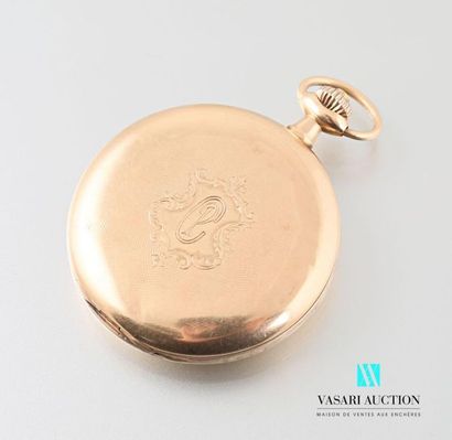 null OMEGA Pocket 
watch in 750-thousandths gold, round dial with Arabic numerals...