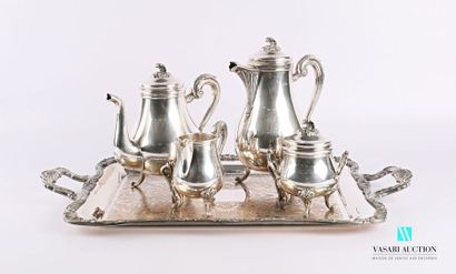 null Tea and coffee set in silvery metal comprising a teapot, a coffee pot, a milk...