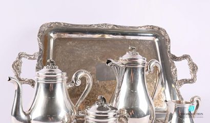 null Tea and coffee set in silvery metal comprising a teapot, a coffee pot, a milk...
