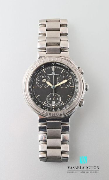 null Baume et Mercier Formula S, men's steel chronograph wristwatch, round case (diameter...