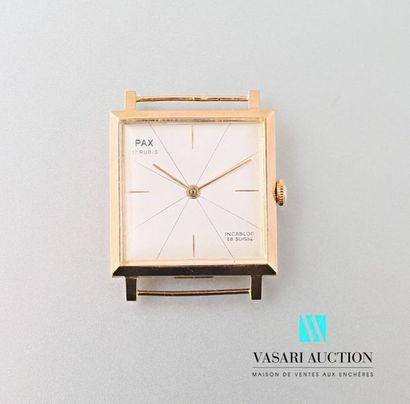 null Pax, men's watch, square case in 750 thousandths yellow gold, cream dial, back...
