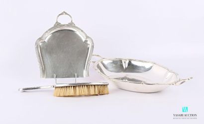 null Basket and a crumb collector in silvery metal comprising a tray and a brush,...