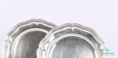 null Pair of round silver plated lettuce dishes, the rim fretworked and decorated...
