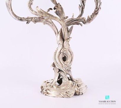 null Agate bronze candelabrum with openwork on a scrolled base decorated with waves...