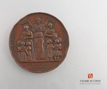 null French Empire, Primary Education - Commemorative medal, patinated copper, 51...