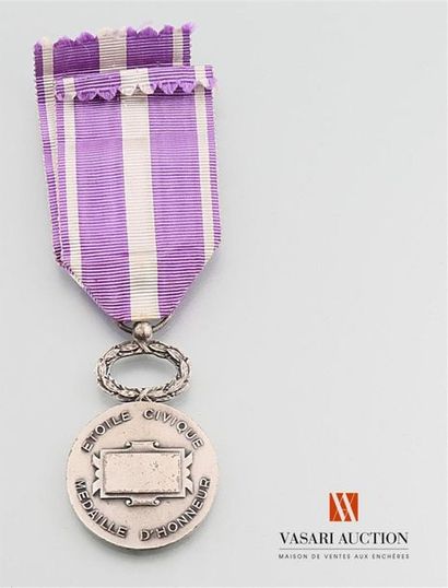 null Etoile civique, médaille d'honneur, bronze argenté, ruban à rosette, 33,5 c...