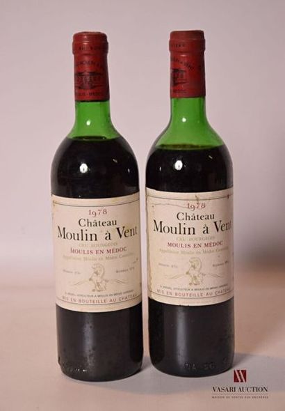 null 2 bouteilles	Château MOULIN A VENT	Moulis CB	1978
		Et. un peu tachées. N :...