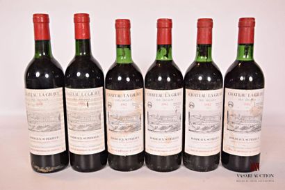 null 6 bouteilles	Château LA GRAVE	Bordeaux Sup.	
		2 blles de 1989, 4 blles de 1982.		
		Et....