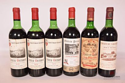 null Lot de 6 bouteilles comprenant :		
	1 bouteille	Château GRANDIS	Haut Médoc CB	1983
	1...