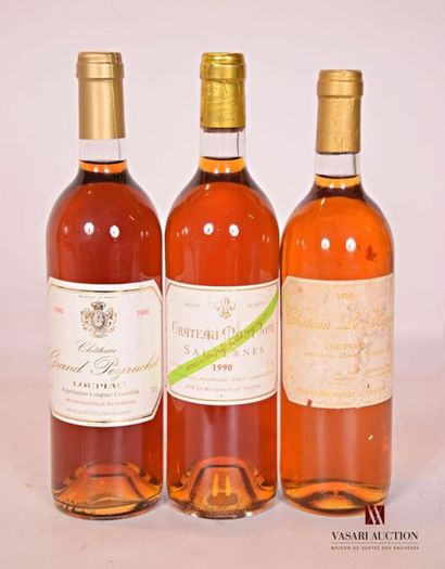 null Lot de 3 bouteilles comprenant :		
	1 bouteille	Château MONT JOYE	Sauternes	1990
	1...