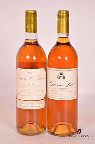 null Lot de 2 bouteilles comprenant :		
	1 bouteille	Château LIOT	Sauternes	1990
	1...