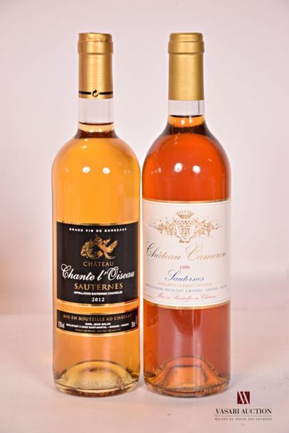 null Lot de 2 bouteilles comprenant :		
	1 bouteille	Château CHANTE L'OISEAU	Sauternes	2012
	1...