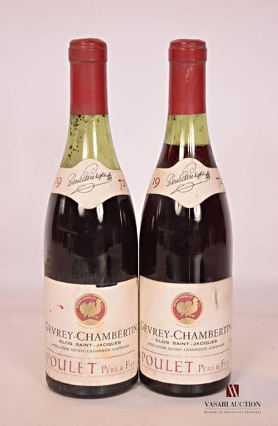 null 2 bouteilles	GEVREY CHAMBERTIN Clos St Jacques mise Poulet Père		1972
		& Fils....