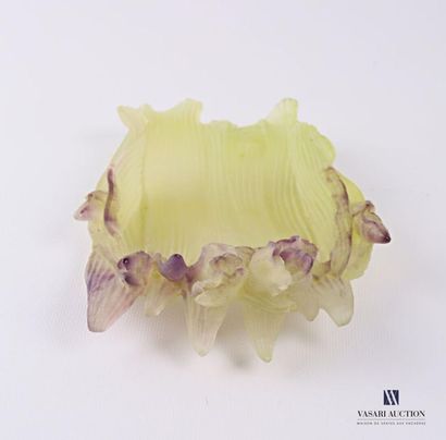 null DAUM France

Vide poche en pâte de verre simulant des feuilles et fleurs d'Iris.

signé...