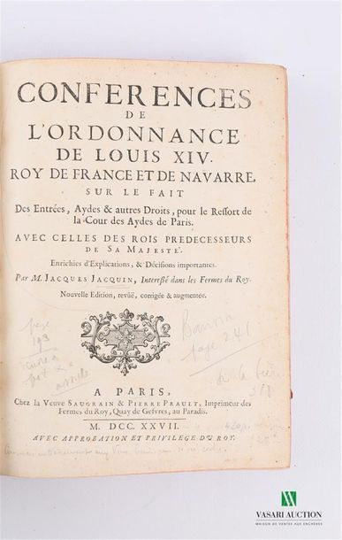 null JACQUIN Jacques - Lectures of the ordinance of Louis XIV royal of France and...