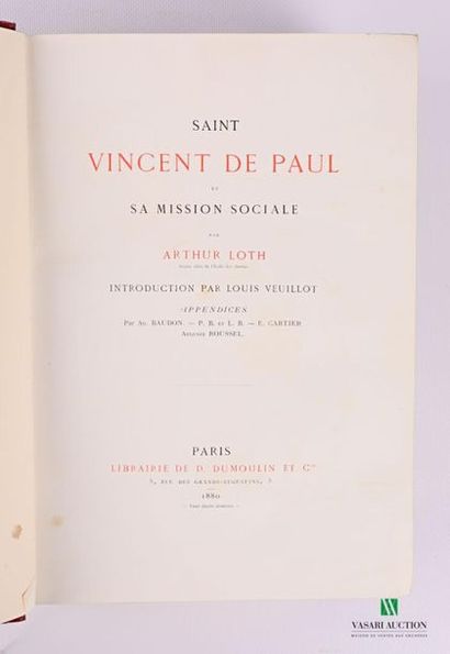 null LOTH Arthur - Saint vincent de Paul et sa mission sociale - Paris Librairie...