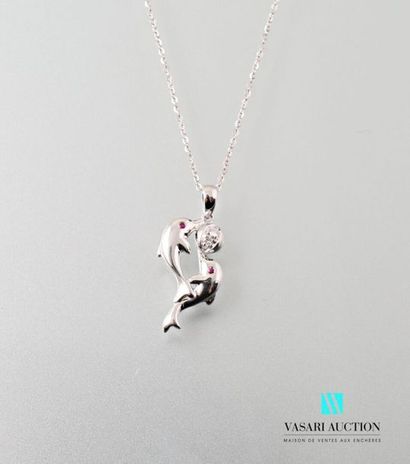 null Dolphins" pendant and its 750 thousandths white gold chain set with four modern...