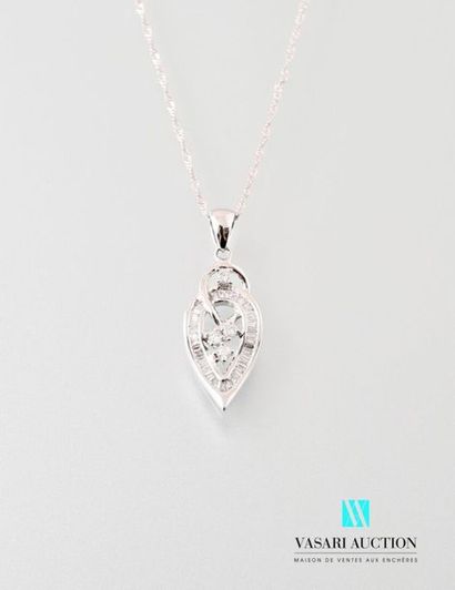 null Openwork design pendant and its 750 thousandths white gold chain set with modern...