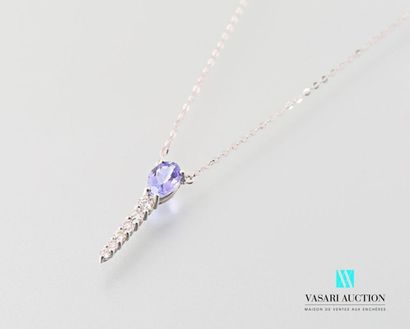 null Necklace in white gold 750 thousandths set with an oval cut tanzanite calibrating...