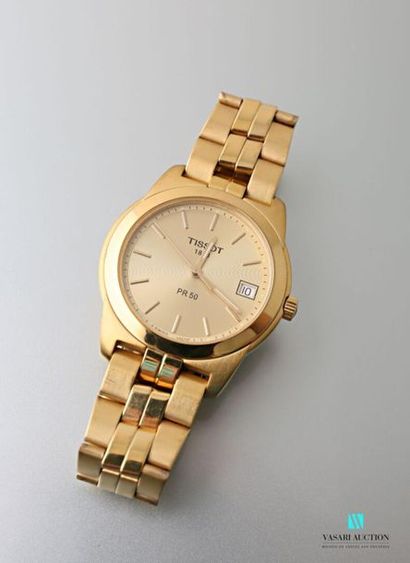 null Tissot, modèle PR50 montre bracelet d'homme en plaqué or, boîtier rond (35 mm...