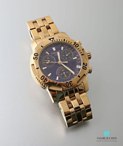 null Tissot, men's chronograph wristwatch, round case (40 mm diameter), blue dial,...