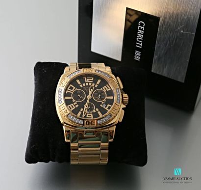 null Cerruti, gold-plated men's chronograph wristwatch number 371, black dial with...