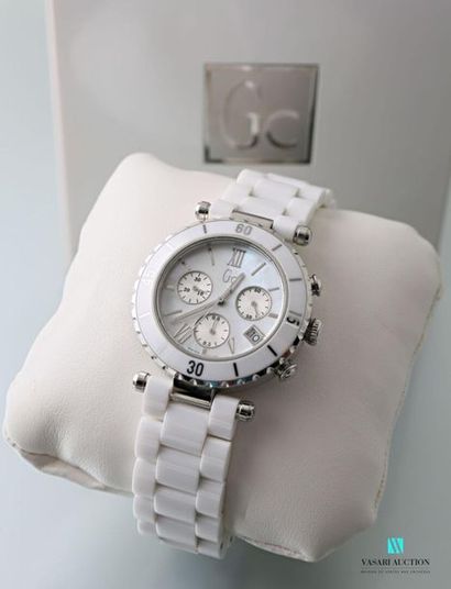 null GC, ladies' wristwatch, 38 mm round case, white mother-of-pearl dial with three...