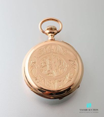 null Pocket watch in 750-thousandth yellow gold, white enamelled dial with Roman...