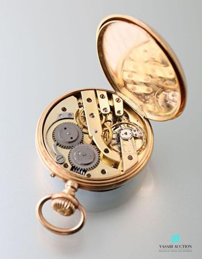 null Pocket watch in 750-thousandth yellow gold, white enamelled dial with Roman...