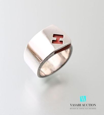 null Hermes, 925 thousandths silver and red coral ring, model Candy, 10,4 g - Size...