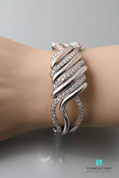 null Bracelet opening bezel in rhodium-plated 750 thousandths gold and platinum with...