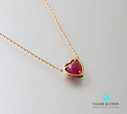 null Necklace in yellow gold 750 thousandths: chain link forçat retaining a motif...