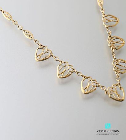 null Drapery necklace in yellow gold 750 thousandths, alternating oval and filigree...
